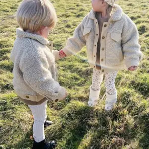 High Quality Custom Fleece Kids Jacket Brown Wool Jacket For Stylish Boys