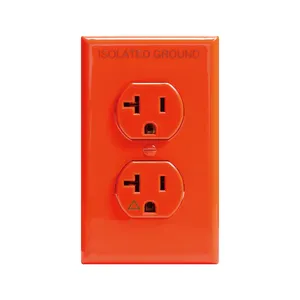 Fabriek Directe Verkoop Oranje Bakje 20A 125V Ziekenhuis Grade Duplex Bakje Outlets Met Cooper Innerlijke