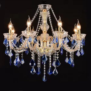 <b>vintage</b> french style living room Raindrop blue color crystal Chain Chandeliers for Dining Table - Product Image 1