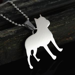 Collar con colgante de silueta de Pitbull Terrier americano de acero inoxidable BIG, adornos elegantes para perros para Pitties - Product Image 3