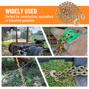 G80合金鋼ヘビーデューティートランスポートチェーンフック付き5 16 20ft 4900 Lbs WLLけん引用バインディングロギング機器輸送用 - Product Image 5