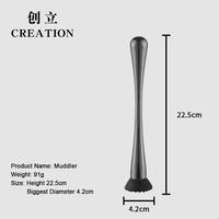 Klantspecifieke kleur roestvrijstalen cocktail muddler baraccessoires laserlogo fruitmuddler voor thuisbar barman