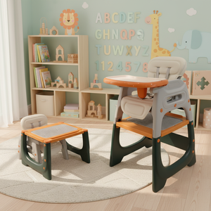 Chaise haute bébé convertible 3-en-1 moderne, table de jeu et chaise à bascule en plastique pour repas et allaitement – Meubles pour enfants – Offre spéciale - Product Image 1