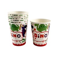 Gobelets jetables biodégradables en papier motif dinosaure, 8 pièces, 9 oz, pour anniversaires et fêtes d'enfants sur le thème des dinosaures - Vente chaude