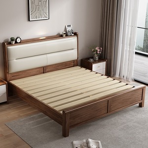 Lit rembourré en bois massif 1,8m/1,5m, nouveau style chinois, mobilier de chambre principale - Product Image 3