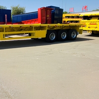 Semi-remorque à plateau plat à 3 essieux, pneus 12R22.5, remorque à plateau plat pour le transport de conteneurs, logistique portuaire