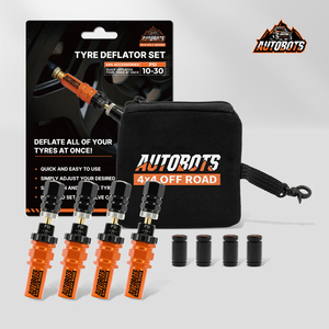 Kit de Válvulas Desinfladoras de Neumáticos con Parada Automática Ajustable (10-30 Psi), 4 Piezas, Herramienta de Desinflado de Neumáticos Atornillable para Todoterreno <span class=keywords><strong>4x4</strong></span> (Con <span class=keywords><strong>5</strong></span> Tapas de Válvula) - Product Image 1