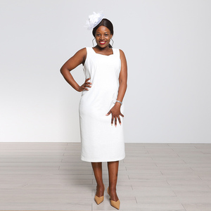 Trajes Formales para Mujer, Trajes de Iglesia, Vestido Blanco Tipo Lápiz - Product Image 2
