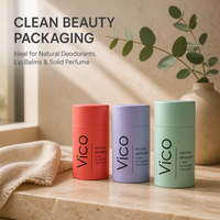 Stick déodorant rechargeable ovale personnalisé de 2 oz, biodégradable, emballage en papier écologique, blanc, huile essentielle en vrac