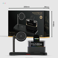 Bestverkochte multifunctionele telefoonstandaard met wekker en max. 23W snellader voor mobiele telefoons, magnetisch oplaadstation