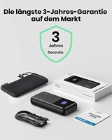 Batterie externe INIU 20000mAh 65W avec écran LED, 2 ports TYPE C, 1 port USB, charge rapide pour ordinateur portable, téléphone, voyage, urgence, café, extérieur
