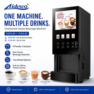 AIDEWO 4-01 Máquina de Café Instantáneo Comercial con 4 Contenedores de Polvo, Dispensador de Bebidas Calientes, a Temperatura Ambiente y Frías YKT4-01 Café Comercial - Product Image 4