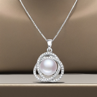 Bijoux saint-valentin Style fleur 9-10mm 5A pendentif perle avec décoration en Zircon sur argent