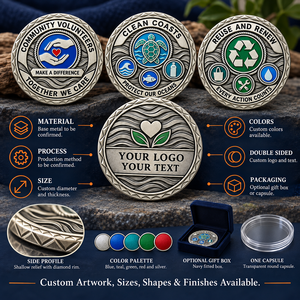 Monedas Conmemorativas Personalizadas para Voluntarios Comunitarios, Eventos de Conservación Oceánica y Reciclaje, OEM ODM - Product Image 4