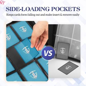 Q Y Portable Magic Gathering 9-Pocket Game Trading <b>Cards</b> <b>Binder</b> Zippered Durable PVC Paper Cloth PU Cover Material Meowth Design - Product Image 2