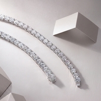 Collier tennis en argent S925 avec moissanite couleur D VVS, 2/3/4/5MM, plaqué or rhodié, élégant et luxueux