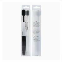 A-6652 Brosse à dents noire et blanche à poils souples pour couple, idéale pour les voyages et la maison
