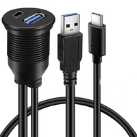 Cable de Extensión Impermeable Tipo C 3.0 y USB 3.0 para Montaje en Coche, Conector Macho a Hembra, para Panel de Control de Coche, Camión, Barco, Motocicleta