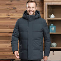 Veste d'hiver à capuche pour homme, grande taille, style rétro, fermeture éclair, look tendance, rembourrage en duvet de canard blanc, logo personnalisable