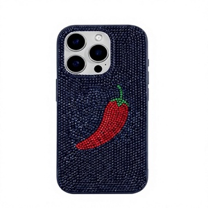 Handmade Embroidered Cotton Foundation Glass Bead Phone Case Flower Design Customizable Size Color <b>Navy</b> Blue Rectangular Shape - Product Image 1
