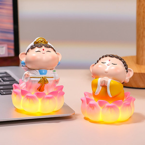 Resin Buddha <b>Statues</b> Flower Shape Decorative Figurines For Home Desktop Artistic Gift - Product Image 2