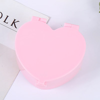 Logo personnalisé mignon rose en forme de coeur en plastique cosmétique bijoux boîte de rangement enfants boîtes de bureau pour boucles d'oreilles bagues stockage avec miroir