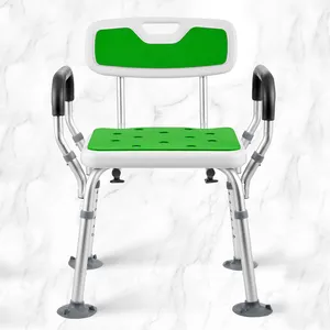 Cadeira de banho para idosos, cadeira de liga de alumínio ajustável antiderrapante para banheiro e chuveiro
