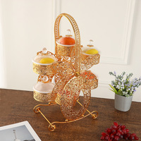 Nouveau plateau à fruits en fer forgé, boîte à fruits secs rotative de style européen, plateau à snacks créatif pour salon avec couvercle