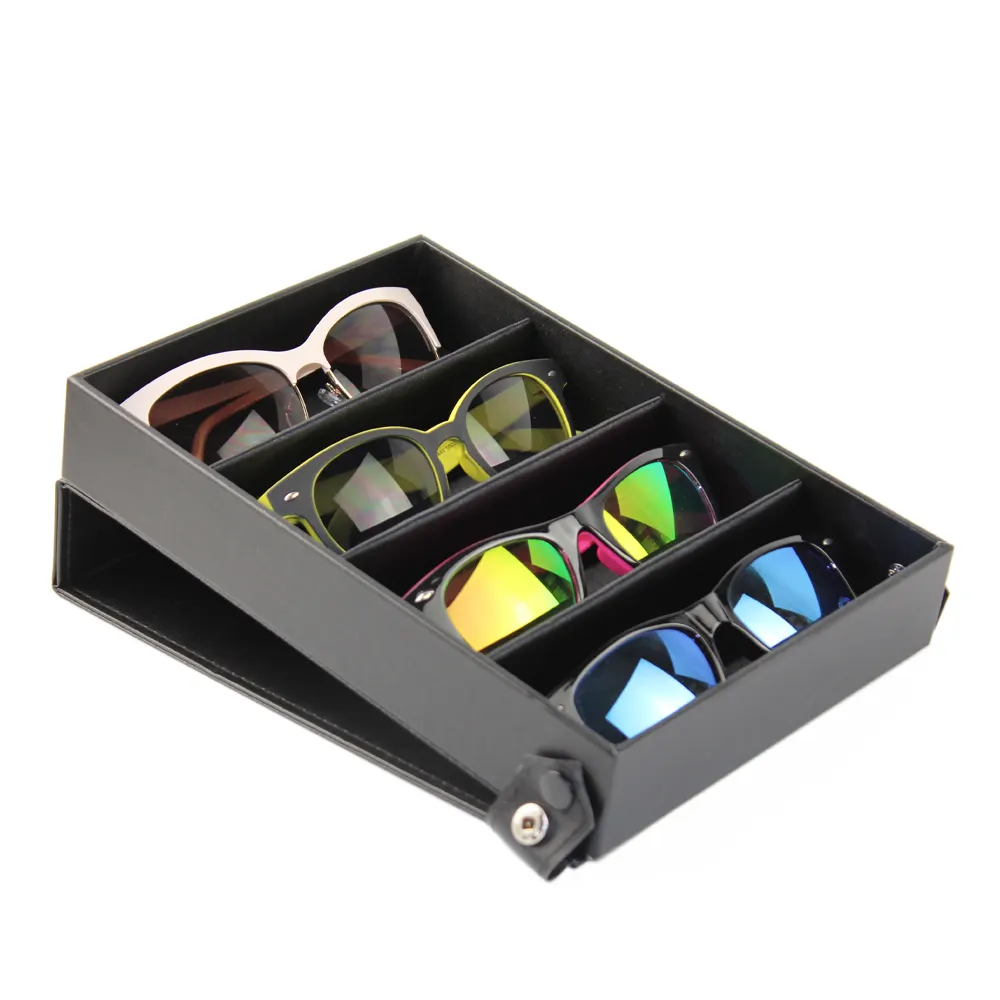 PU Leder Schwarz Brillen etui Brillen etui Sonnenbrillen Organizer Aufbewahrung sbox Sonnenbrillen Display Brillen Display Tablett