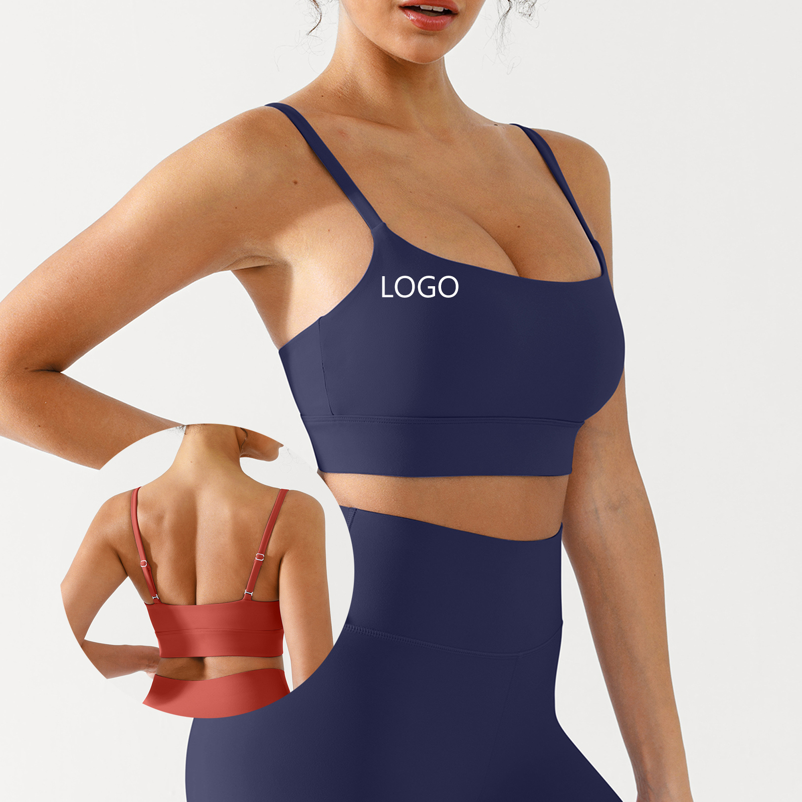 Vractive Wholesale Custom logo Sports Bra Gym Clothes U-Neck Spaghetti Strap Bra Removable Cups Buttery for Yoga Workouts