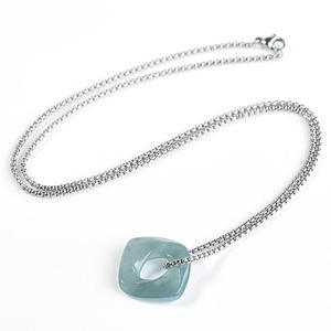 จี้หยกเจไดต์ธรรมชาติทรงโมเบียสสีน้ำเงิน  พร้อมใบรับรอง D478 - Product Image 2