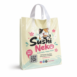 Bolsa de Plástico para Llevar Comida OEM, con Asa Gruesa, Personalizada, Impresa a Medida, con Logotipo - Product Image 1