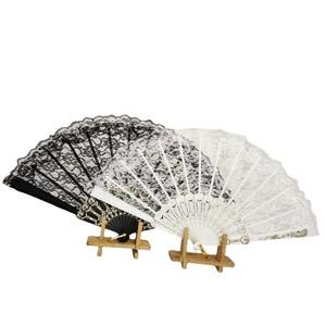 New Arrival Plastic Folding Lace 23cm <b>Hand</b> <b>Fan</b> Wholesale Personalized Old Fashioned <b>Fan</b> for Wedding Decorative - Product Image 5