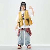Ensemble de vêtements de danse de rue hip-hop pour filles, cool et élégant, tenue de performance de danse de rue hip-hop à manches courtes