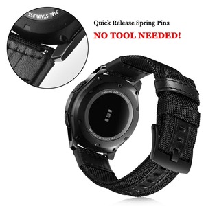 Bracelet pour <span class=keywords><strong>Samsung</strong></span> Galaxy Watch 3 46mm Band <span class=keywords><strong>Gear</strong></span> <span class=keywords><strong>S3</strong></span> <span class=keywords><strong>Frontier</strong></span> Classic Nylon 22mm 20mm WatchWoven Nylon Band for 20mm 22mm - Product Image 2