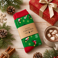 Chaussettes de Noël fantaisie en tricot, motif elfe, cadeau de Noël, chaussettes unisexe rouges et vertes pour l'hiver, vente en gros, personnalisables