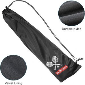 Pochette à cordon personnalisable avec logo pour raquettes, en velours doux, pour le rangement des raquettes de tennis et de badminton, durable et résistante à la saleté - Product Image 3