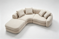 Canapé modulaire incurvé à profil bas FERLY, tissu performant, accoudoir simple, pour salon