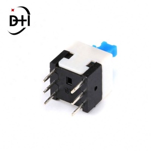 50 piezas de interruptores de botón rectangulares DPDT de 6 pines, cuadrados de 8mmx8mm, con bloqueo automático, producto nuevo - Product Image 5