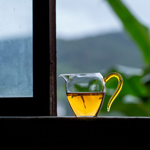 Glass Fairness Cup With Green Handle For Kung Fu <b>Tea</b> <b>Set</b> Minimalist Design Heat Resistant Transparent <b>Tea</b> Dispenser - Product Image 4