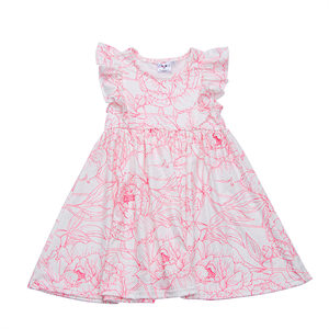 Abiti di cotone Casual estivi per bambini di alta qualità con volant floreale a spalla <span class=keywords><strong>elegante</strong></span> da bambina - Product Image 1