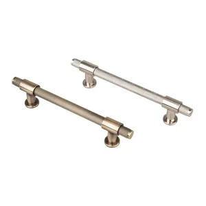 Fingertip Design Satin Nickel Knurled 128mm Aluminum Cabinet T-Bar Pull