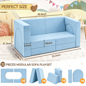 Hot Sale 10 Pieces Soft Modular Kids <b>Sofa</b> Set Foam <b>Play</b> Couch Modern Design for Toddler for Living Room Bedroom <b>Play</b> Furniture - Product Image 2