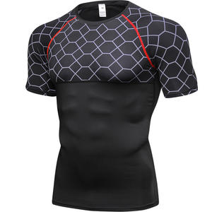 T-shirt de compression de gymnastique avec logo personnalisé Couche de base de musculation musculaire sportive pour hommes avec impression numérique Style sportif - Product Image 2