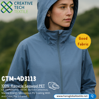 CTM-4D3113 Eco Seawool 5K résistant à l'eau/au vent anti-odeur PU enduit unisexe matériel de veste d'extérieur