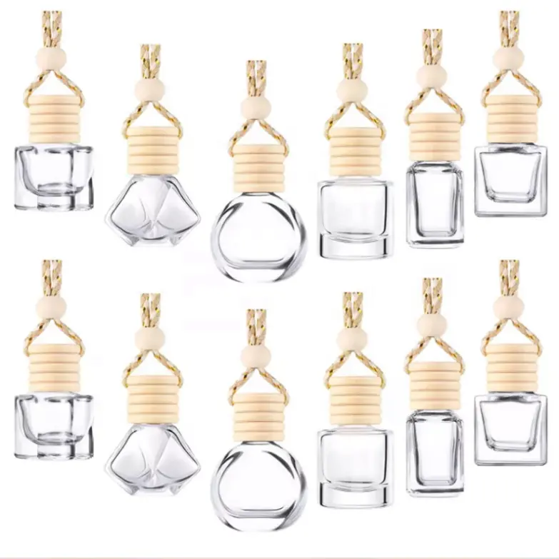 cheap Empty 5ml 10ml hanging car air freshener car hanging perfume bottle with wooden cap
