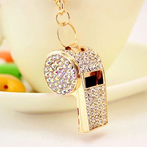 Hot Selling Creative Small Gifts Diamond Rhinestone Whistle <b>Key</b> <b>Chain</b> Creative <b>Key</b> Ring Trendy Keyring Car Keychain - Product Image 2