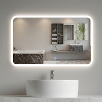 Miroir LED intelligent sans cadre pour salle de bain, interrupteur tactile, grand rectangle, verre flottant, éclairage LED IP44, vente en gros d'usine, pour salon