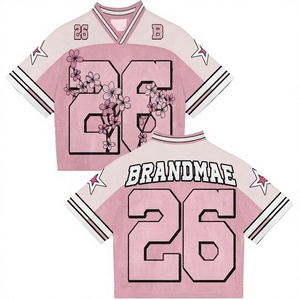 Maillot de football streetwear personnalisé tendance avec logo imprimé, coupe courte en maille respirante, manches courtes, grande taille - Product Image 1