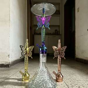 Butterfly <b>Hookah</b> Set Aluminum Narguile Glass Base Metal Tobacco <b>Pipe</b> Lounge Bar Gift - Product Image 3